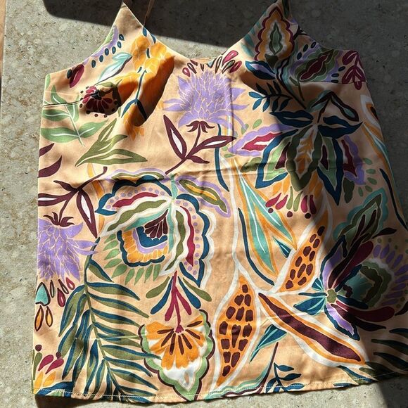 Cupcakes and Cashmere sleeveless top shoulder chain straps adjustable floral Med - Picture 14 of 15